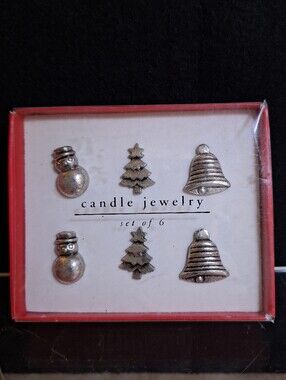 Pier One Imports Christmas Themed Candle Jewelry Snowman Tree Bell Set Of 6